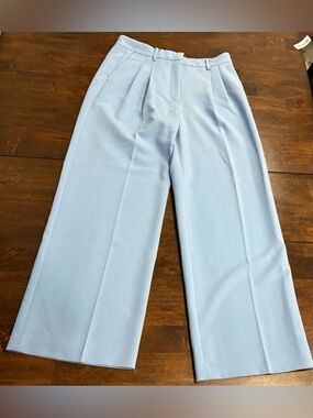 Zara High Waisted Straight Leg Light Blue Pants Women's Size L